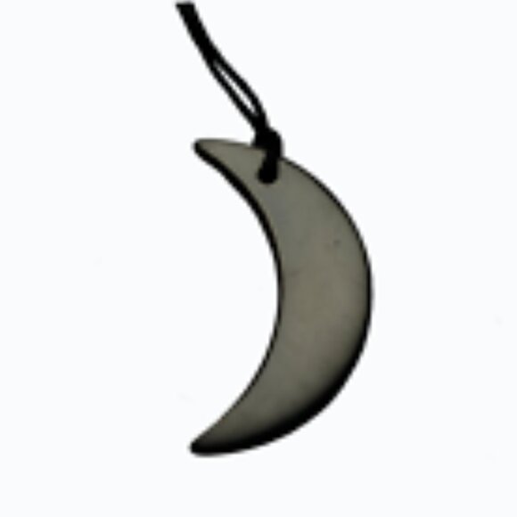 Shungite Stone Pendant Genuine Mineral EMF ShieldProtection Amulet  Crecent Moon - Picture 2 of 3